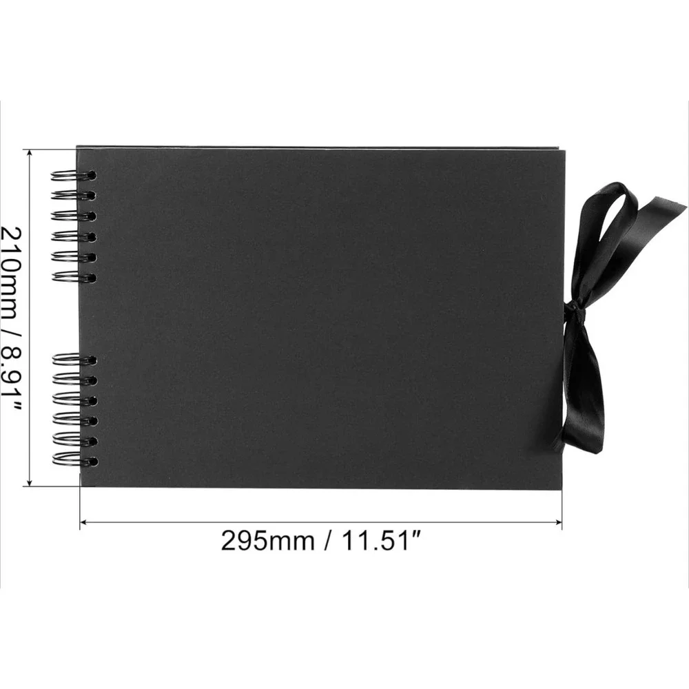 Scrapbook Album Sketch Horizontal Photo Album,with 40‎ Sheets Khaki Pages,Black
